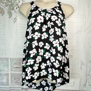 Torrid Womens Black White Floral Halter Racerback Chiffon Tank Top Sz 0 Large 12